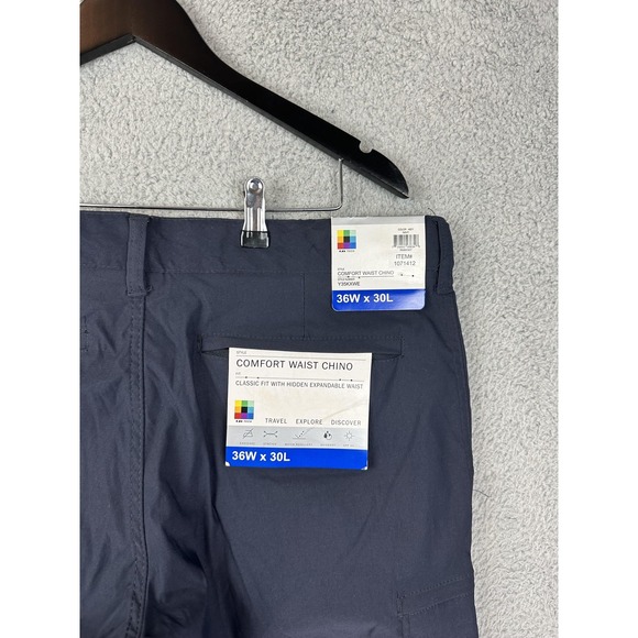 LB Tech Comfort Waist Chino Pants Mens 36x30 Navy Stretch Expandable Waist New